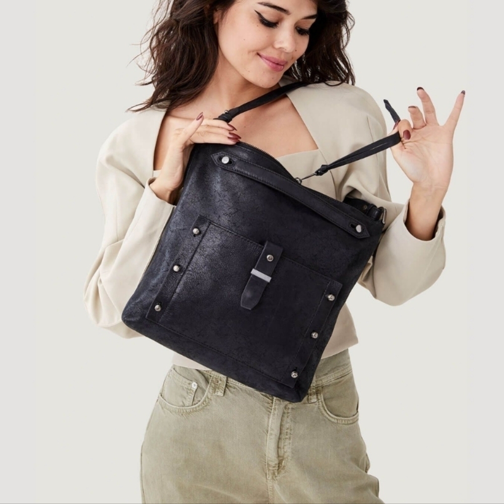 BOTKIER Warren leather shoulder hobo bag black